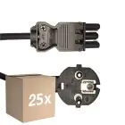 Multipack 25x Noxion GST - Compatible Supply Cable Black - Female + Schuko Europlug - 2m - 3 pole 0.75mm2